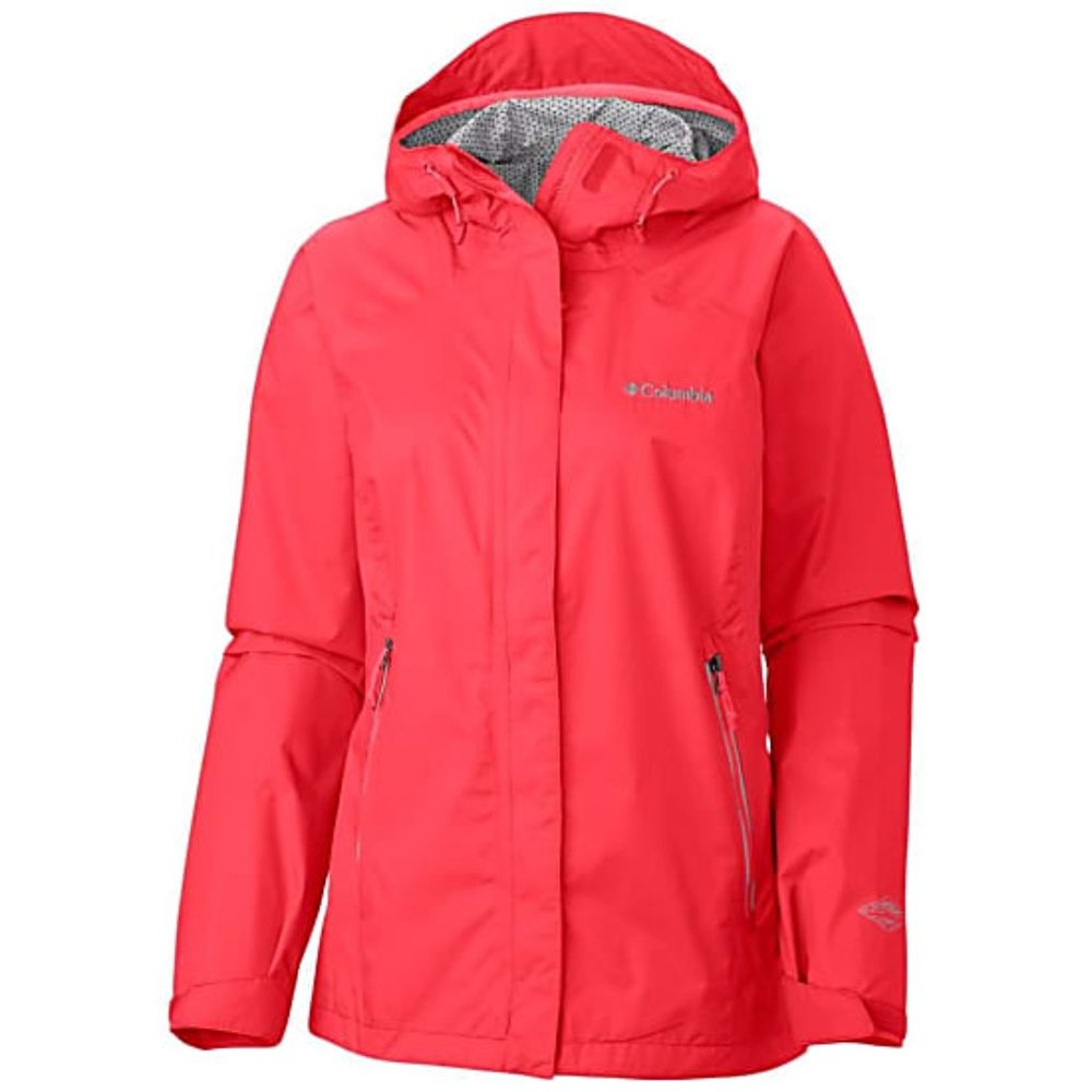 Columbia Rainstormer Waterproof Jacket in Red Hibiscus | Rain Shell | Size S